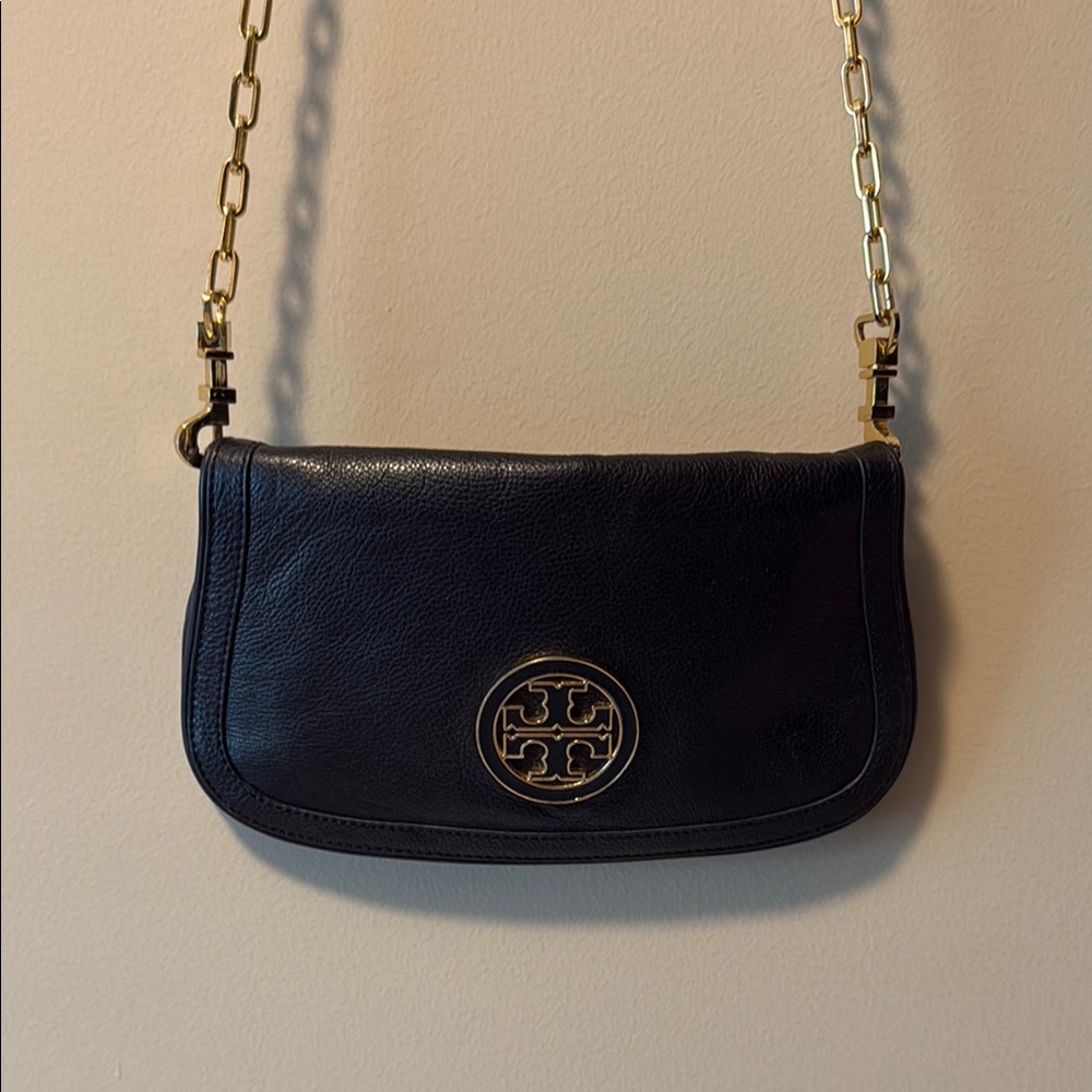 Tory Burch Black Crossbody Bag with Detachable Gold Chain